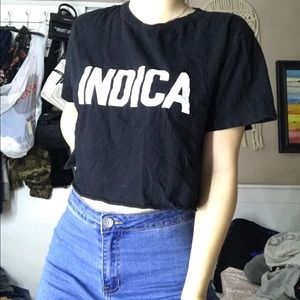 Black “Indica” Cropped Tee